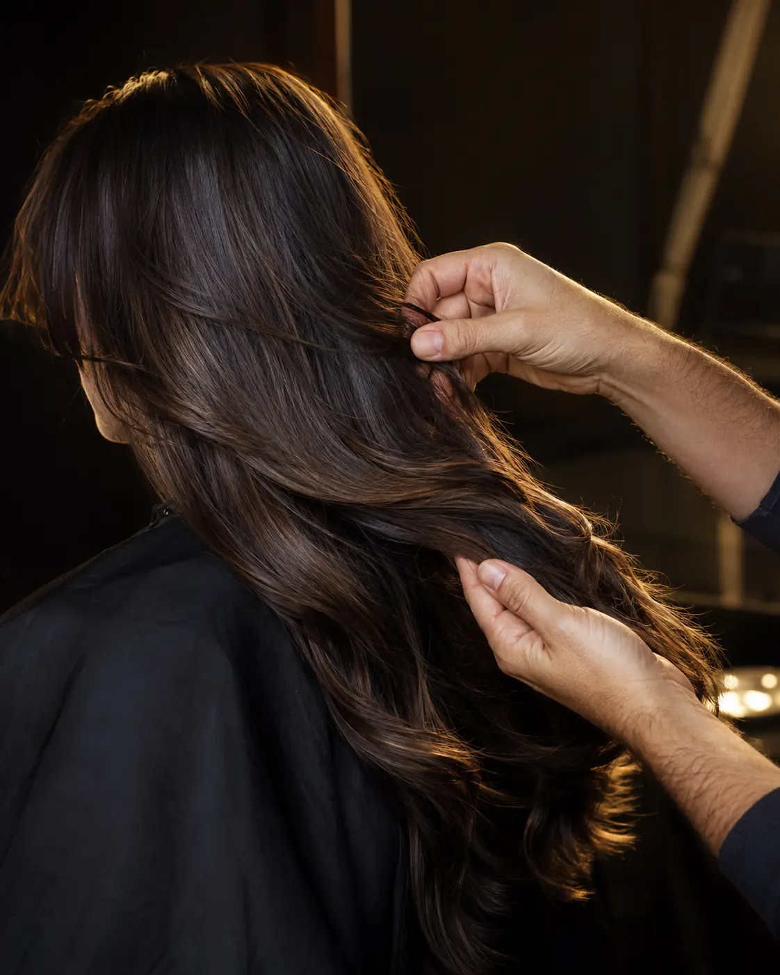 Profissional finalizando o cabelo de uma cliente na Sommo Beauty House